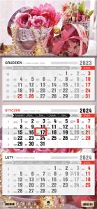 Kalendarz 2024 trójdzielny róże KT1-V.47. Wydawca: Pan Kalendarzyk. Dobreksiazki.pl Opakowanie Kalendarz 2024 trójdzielny róże KT1-V.47