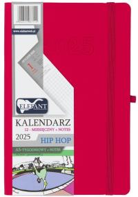 Kalendarz 2025 A5 12M + notes Hip Hop różowy. Wydawca: ELEFANT. Dobreksiazki.pl Opakowanie Kalendarz 2025 A5 12M + notes Hip Hop różowy