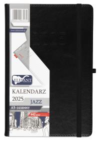 Kalendarz 2025 A5 dzienny Jazz czarny. Wydawca: ELEFANT. Dobreksiazki.pl Opakowanie Kalendarz 2025 A5 dzienny Jazz czarny