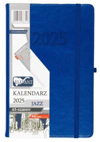 Kalendarz 2025 A5 dzienny Jazz niebieski. Wydawca: ELEFANT. Dobreksiazki.pl Opakowanie Kalendarz 2025 A5 dzienny Jazz niebieski