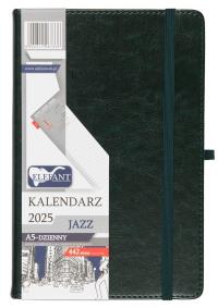 Kalendarz 2025 A5 dzienny Jazz zielony. Wydawca: ELEFANT. Dobreksiazki.pl Opakowanie Kalendarz 2025 A5 dzienny Jazz zielony