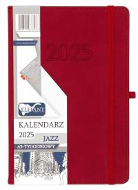 Kalendarz 2025 A5 tygodniowy Jazz czerwony. Wydawca: ELEFANT. Dobreksiazki.pl Opakowanie Kalendarz 2025 A5 tygodniowy Jazz czerwony