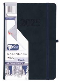 Kalendarz 2025 A5 tygodniowy Jazz granatowy. Wydawca: ELEFANT. Dobreksiazki.pl Opakowanie Kalendarz 2025 A5 tygodniowy Jazz granatowy