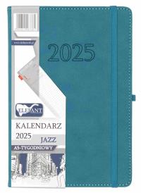 Kalendarz 2025 A5 tygodniowy Jazz turkusowy. Wydawca: ELEFANT. Dobreksiazki.pl Opakowanie Kalendarz 2025 A5 tygodniowy Jazz turkusowy