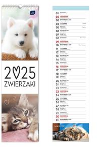 Kalendarz 2025 paskowy Zwierzaki. Wydawca: INTERDRUK. Dobreksiazki.pl Opakowanie Kalendarz 2025 paskowy Zwierzaki