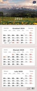 Kalendarz 2025 trójdzielny 82,5x34cm Góry. Wydawca: INTERDRUK. Dobreksiazki.pl Opakowanie Kalendarz 2025 trójdzielny 82,5x34cm Góry
