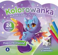 Kolorowanka z tatuażami fluo Magiczne stworki. Autor: Praca zbiorowa. Dobreksiazki.pl Okładka książki Kolorowanka z tatuażami fluo Magiczne stworki