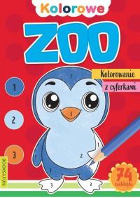 Kolorowe Zoo Kolorowanie z cyferkami. Autor: Opracowanie zbiorowe. Dobreksiazki.pl Okładka książki Kolorowe Zoo Kolorowanie z cyferkami