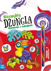 Niezwykła dżungla. Malowanka z naklejkami. Autor: Podgórska Anna. Dobreksiazki.pl Okładka książki Niezwykła dżungla. Malowanka z naklejkami