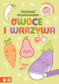 Pierwsza kolorowanka.Gruby obrys. Owoce i warzywa. Autor: Opracowanie Zbiorowe. Dobreksiazki.pl Okładka książki Pierwsza kolorowanka.Gruby obrys. Owoce i warzywa