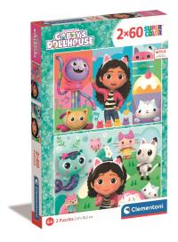 Puzzle 2x60 Super Kolor Gabby's Dollhouse. Wydawca: Clementoni. Dobreksiazki.pl Opakowanie Puzzle 2x60 Super Kolor Gabby's Dollhouse