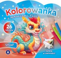 Smoki. Kolorowanka z tatuażami FLUO. Autor: Opracowanie zbiorowe. Dobreksiazki.pl Okładka książki Smoki. Kolorowanka z tatuażami FLUO