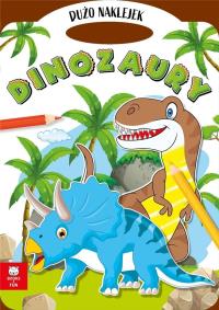 Teczka dinozaury z podwójnymi naklejkami. Autor: Opracowanie zbiorowe. Dobreksiazki.pl Okładka książki Teczka dinozaury z podwójnymi naklejkami