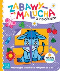 Zabawy malucha z osiołkiem. Aktywizująca książeczka z naklejkami. Autor: Podgórska Anna. Dobreksiazki.pl Okładka książki Zabawy malucha z osiołkiem. Aktywizująca książeczka z naklejkami