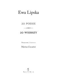 20 poesie. 20 wierszy. Autor: Lipska Ewa. Dobreksiazki.pl Okładka książki 20 poesie. 20 wierszy