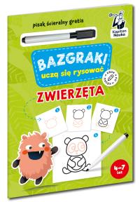 Bazgraki uczą się rysować. Zwierzęta. Kapitan Nauka. Autor: Opracowanie zbiorowe. Dobreksiazki.pl Okładka książki Bazgraki uczą się rysować. Zwierzęta. Kapitan Nauka