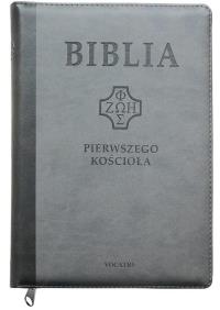 Okładka książki Biblia pierwszego Kościoła z paginat. suwak szary
