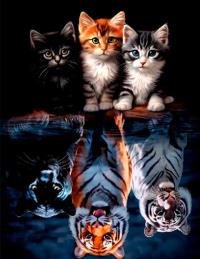 Opakowanie Diamentowa Mozaika Koty z odbiciem tygrysów w wodzie NO-2003125