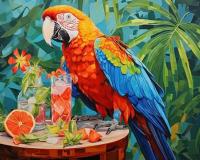 Opakowanie Diamentowa Mozaika Papuga na stole z napojami NO-2001366