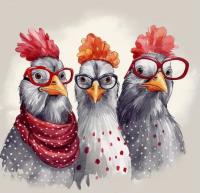 Opakowanie Diamentowa Mozaika Trzy kury w okularach NO-2001377