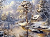Opakowanie Diamentowa Mozaika Zima chata i łódź NO-2001714