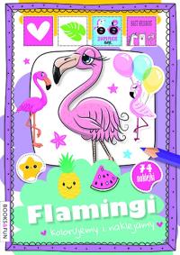 Flamingi. Kolorujemy i naklejamy. Autor: Opracowanie zbiorowe. Dobreksiazki.pl Okładka książki Flamingi. Kolorujemy i naklejamy
