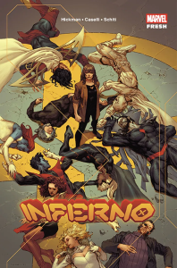Inferno. Autor: Jonathan Hickman, Schiti Valerio, Caselli Stefano. Dobreksiazki.pl Okładka książki Inferno