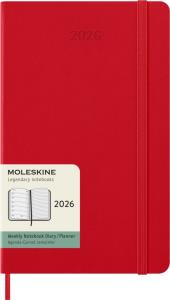 Kalendarz 2026 12M Moleskine L twarda oprawa tygodniowy Scarlet Red 13x21cm. Wydawca: Moleskine. Dobreksiazki.pl Opakowanie Kalendarz 2026 12M Moleskine L twarda oprawa tygodniowy Scarlet Red 13x21cm