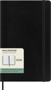 Kalendarz 2026 12m Moleskine L tygodniowy Horyzontalny miękka oprawa czarny 13x21cm. Wydawca: Moleskine. Dobreksiazki.pl Opakowanie Kalendarz 2026 12m Moleskine L tygodniowy Horyzontalny miękka oprawa czarny 13x21cm