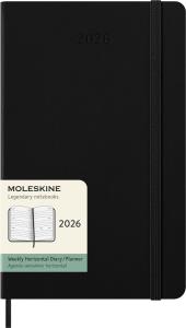 Kalendarz 2026 12M Moleskine L tygodniowy Horyzontalny twarda oprawa czarny 13x21cm. Wydawca: Moleskine. Dobreksiazki.pl Opakowanie Kalendarz 2026 12M Moleskine L tygodniowy Horyzontalny twarda oprawa czarny 13x21cm
