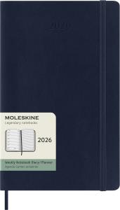 Kalendarz 2026 12M Moleskine L tygodniowy miękka oprawa Sapphire blue13x21cm. Wydawca: Moleskine. Dobreksiazki.pl Opakowanie Kalendarz 2026 12M Moleskine L tygodniowy miękka oprawa Sapphire blue13x21cm