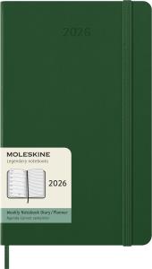 Kalendarz 2026 12M Moleskine L tygodniowy twarda oprawa Myrtle green 13x21cm. Wydawca: Moleskine. Dobreksiazki.pl Opakowanie Kalendarz 2026 12M Moleskine L tygodniowy twarda oprawa Myrtle green 13x21cm