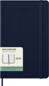 Kalendarz 2026 12M Moleskine L tygodniowy twarda oprawa Sapphire Blue 13x21cm. Wydawca: Moleskine. Dobreksiazki.pl Opakowanie Kalendarz 2026 12M Moleskine L tygodniowy twarda oprawa Sapphire Blue 13x21cm