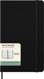 Kalendarz 2026 12M Moleskine L tygodniowy Vertykalny twarda oprawa czarny 13x21cm. Wydawca: Moleskine. Dobreksiazki.pl Opakowanie Kalendarz 2026 12M Moleskine L tygodniowy Vertykalny twarda oprawa czarny 13x21cm