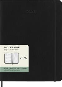 Kalendarz 2026 12M Moleskine XL tygodniowy miękka oprawa czarny 19x25cm. Wydawca: Moleskine. Dobreksiazki.pl Opakowanie Kalendarz 2026 12M Moleskine XL tygodniowy miękka oprawa czarny 19x25cm