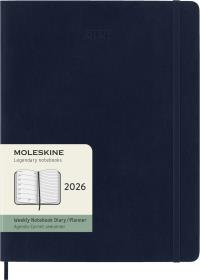 Kalendarz 2026 12M Moleskine XL tygodniowy miękka oprawa Sapphire blue 19x25cm. Wydawca: Moleskine. Dobreksiazki.pl Opakowanie Kalendarz 2026 12M Moleskine XL tygodniowy miękka oprawa Sapphire blue 19x25cm