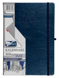 Kalendarz 2026 A4 tygodniowy Jazz granatowy. Wydawca: ELEFANT. Dobreksiazki.pl Opakowanie Kalendarz 2026 A4 tygodniowy Jazz granatowy