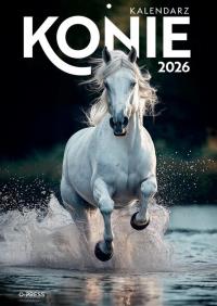 Kalendarz 2026 A4 Wieloplanszowy Konie. Wydawca: O-press. Dobreksiazki.pl Opakowanie Kalendarz 2026 A4 Wieloplanszowy Konie