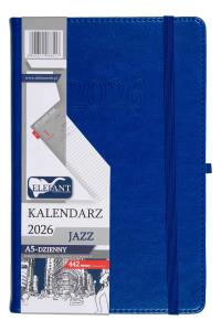 Kalendarz 2026 A5 dzienny Jazz niebieski. Wydawca: ELEFANT. Dobreksiazki.pl Opakowanie Kalendarz 2026 A5 dzienny Jazz niebieski