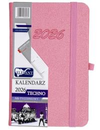 Kalendarz 2026 A6 tygodniowy Techno różowy. Wydawca: ELEFANT. Dobreksiazki.pl Opakowanie Kalendarz 2026 A6 tygodniowy Techno różowy