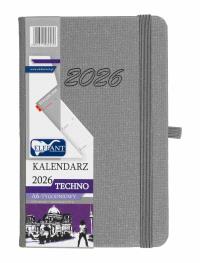 Kalendarz 2026 A6 tygodniowy Techno szary. Wydawca: ELEFANT. Dobreksiazki.pl Opakowanie Kalendarz 2026 A6 tygodniowy Techno szary