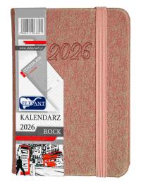 Kalendarz 2026 A7 tyg Rock miedziany. Wydawca: ELEFANT. Dobreksiazki.pl Opakowanie Kalendarz 2026 A7 tyg Rock miedziany