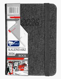 Kalendarz 2026 A7 tyg Rock szary. Wydawca: ELEFANT. Dobreksiazki.pl Opakowanie Kalendarz 2026 A7 tyg Rock szary