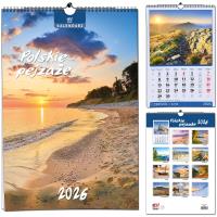 Kalendarz 2026 B3 13 planszowy Polskie Pejzaże. Wydawca: EV-Corp. Dobreksiazki.pl Opakowanie Kalendarz 2026 B3 13 planszowy Polskie Pejzaże