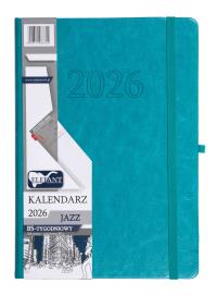 Kalendarz 2026 B5 tygodniowy Jazz turkusowy. Wydawca: ELEFANT. Dobreksiazki.pl Opakowanie Kalendarz 2026 B5 tygodniowy Jazz turkusowy