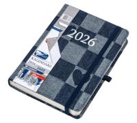 Kalendarz 2026 B6 dzienny Jazz jeans-serca. Wydawca: ELEFANT. Dobreksiazki.pl Opakowanie Kalendarz 2026 B6 dzienny Jazz jeans-serca