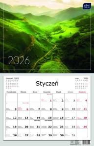 Kalendarz 2026 jednodzielny 32x50cm Widoki. Wydawca: INTERDRUK. Dobreksiazki.pl Opakowanie Kalendarz 2026 jednodzielny 32x50cm Widoki
