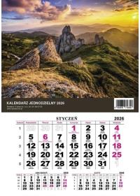 Kalendarz 2026 jednodzielny Góry. Wydawca: O-press. Dobreksiazki.pl Opakowanie Kalendarz 2026 jednodzielny Góry