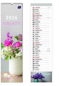 Kalendarz 2026 paskowy 13,5x50cm Kwiaty. Wydawca: INTERDRUK. Dobreksiazki.pl Opakowanie Kalendarz 2026 paskowy 13,5x50cm Kwiaty