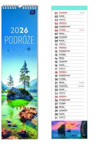 Kalendarz 2026 paskowy 13,5x50cm Podróże. Wydawca: INTERDRUK. Dobreksiazki.pl Opakowanie Kalendarz 2026 paskowy 13,5x50cm Podróże